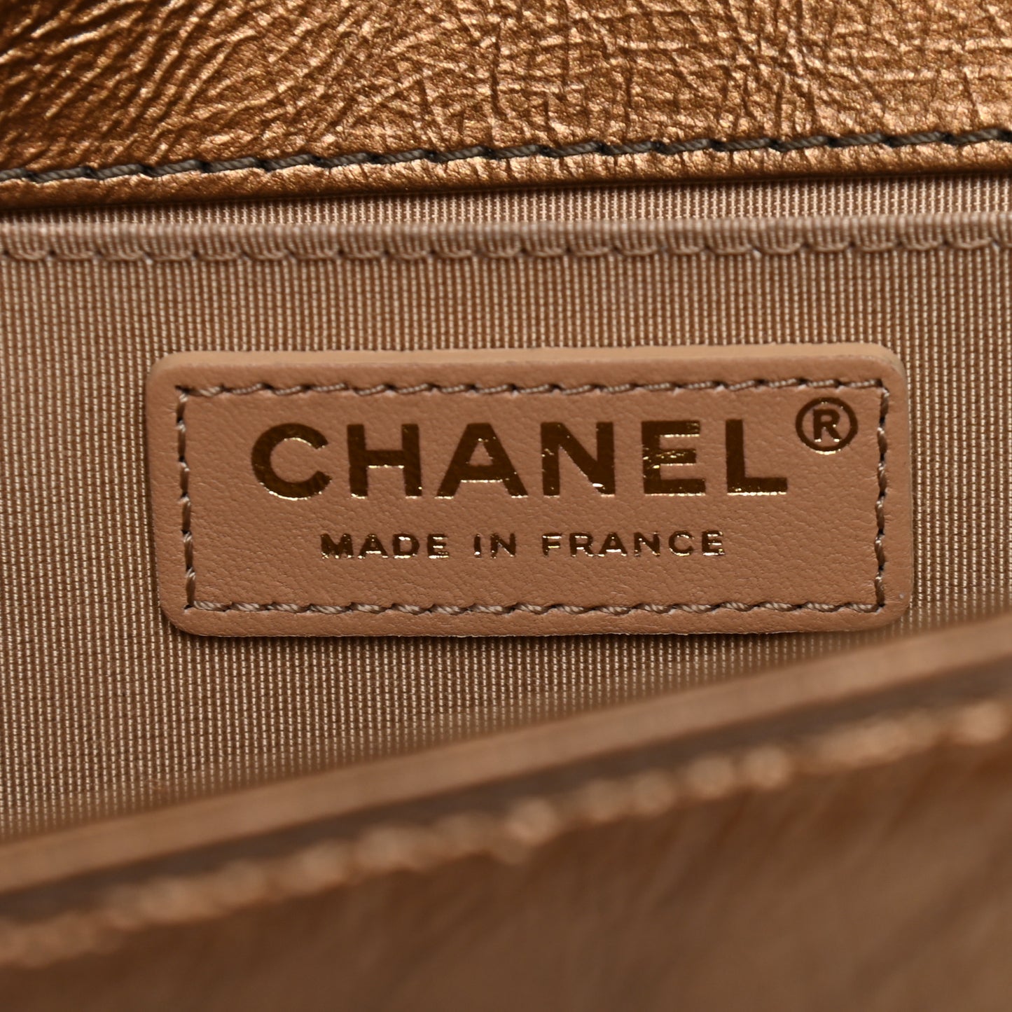Metallic Crumpled Calfskin Quilted Gripoix Medium Boy Flap Bronze