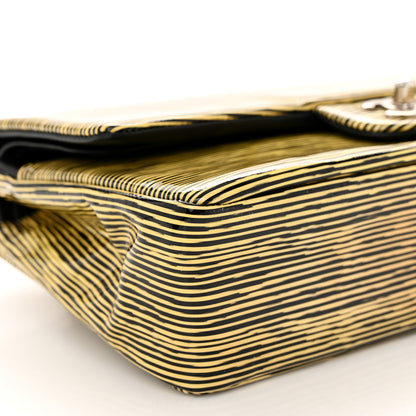 Chanel Patent Calfskin Striped Medium Double Flap Yellow Black 9 of 10