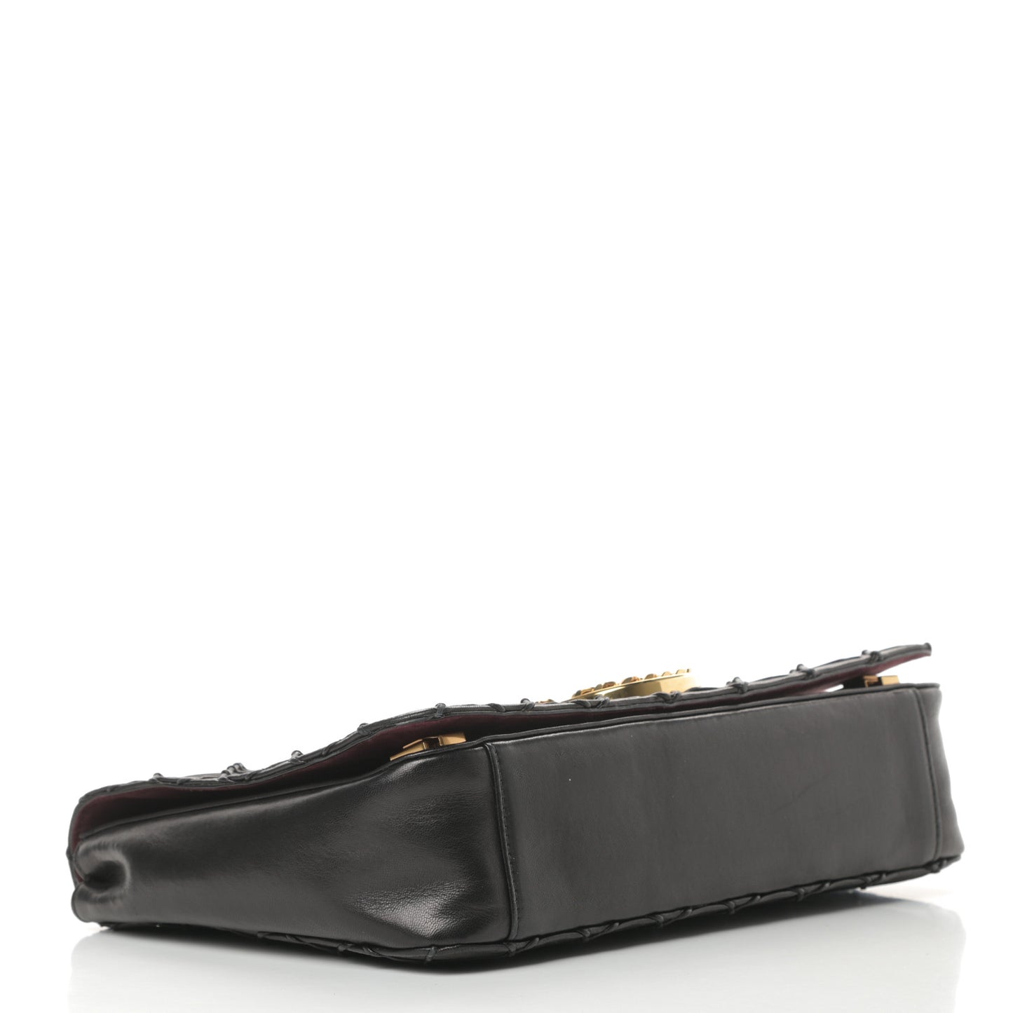 Natural Grain Calfskin Quilted Double J Quilted Bag Black