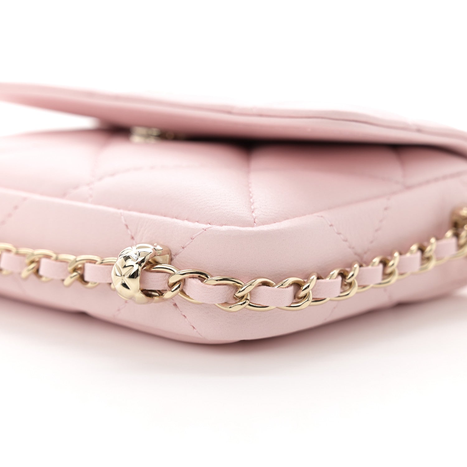 Chanel Lambskin Quilted Chain Around Coin Purse With Chain Light Pink 10 of 11