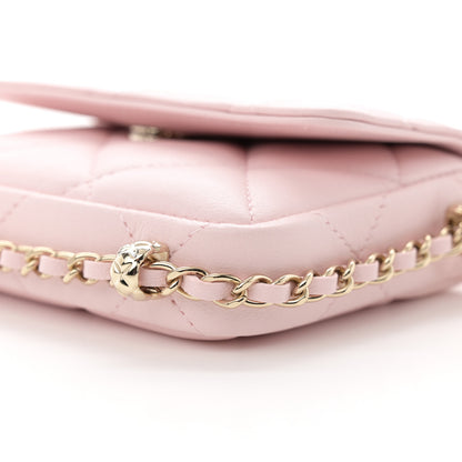 Chanel Lambskin Quilted Chain Around Coin Purse With Chain Light Pink 10 of 11