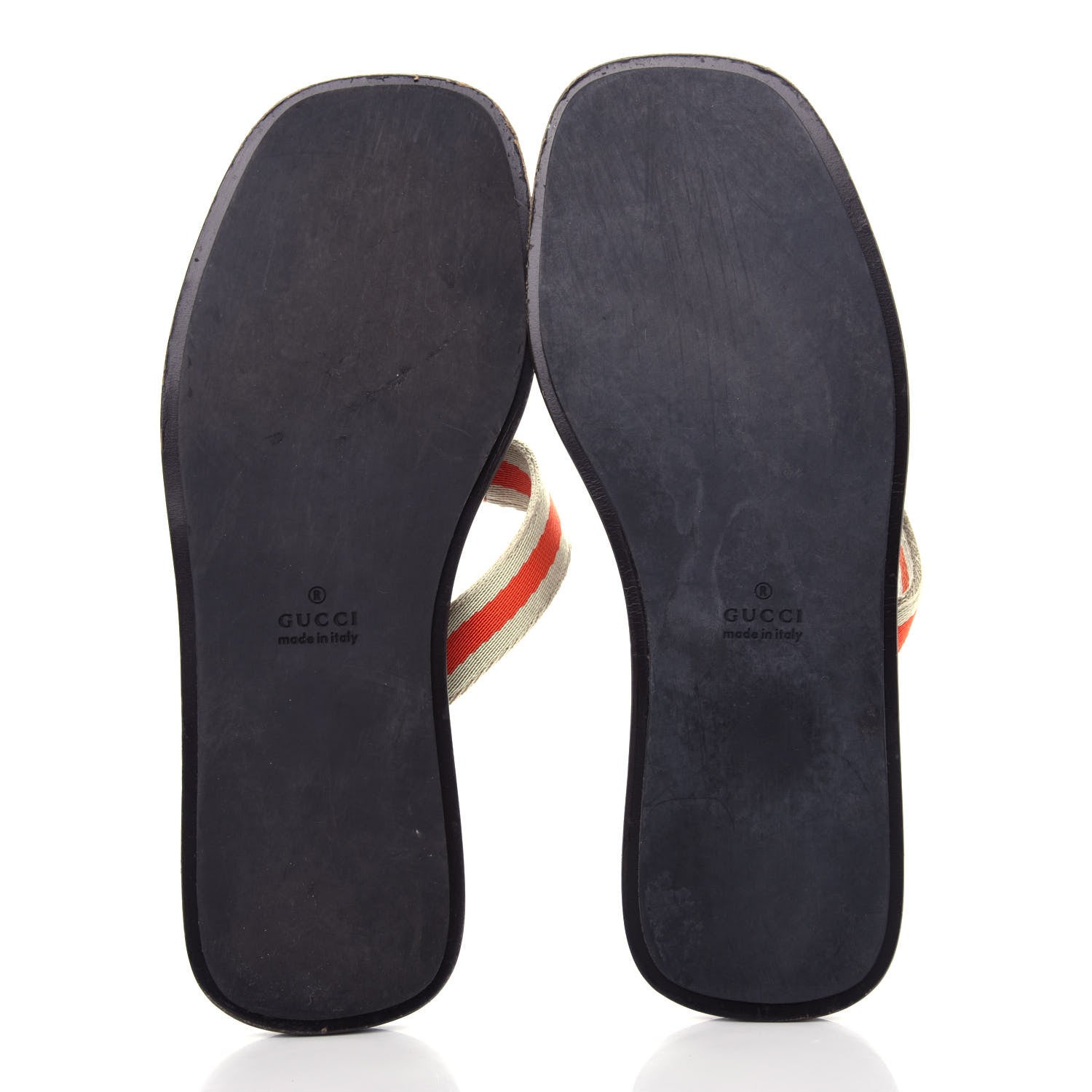 Gucci Nylon Calfskin Web Womens Thong Sandals 36.5 Papaya Cocoa 6 of 10