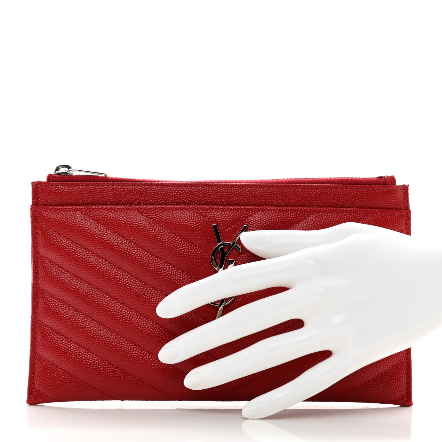 Grain De Poudre Chevron Monogram Bill Pouch Rouge Eros