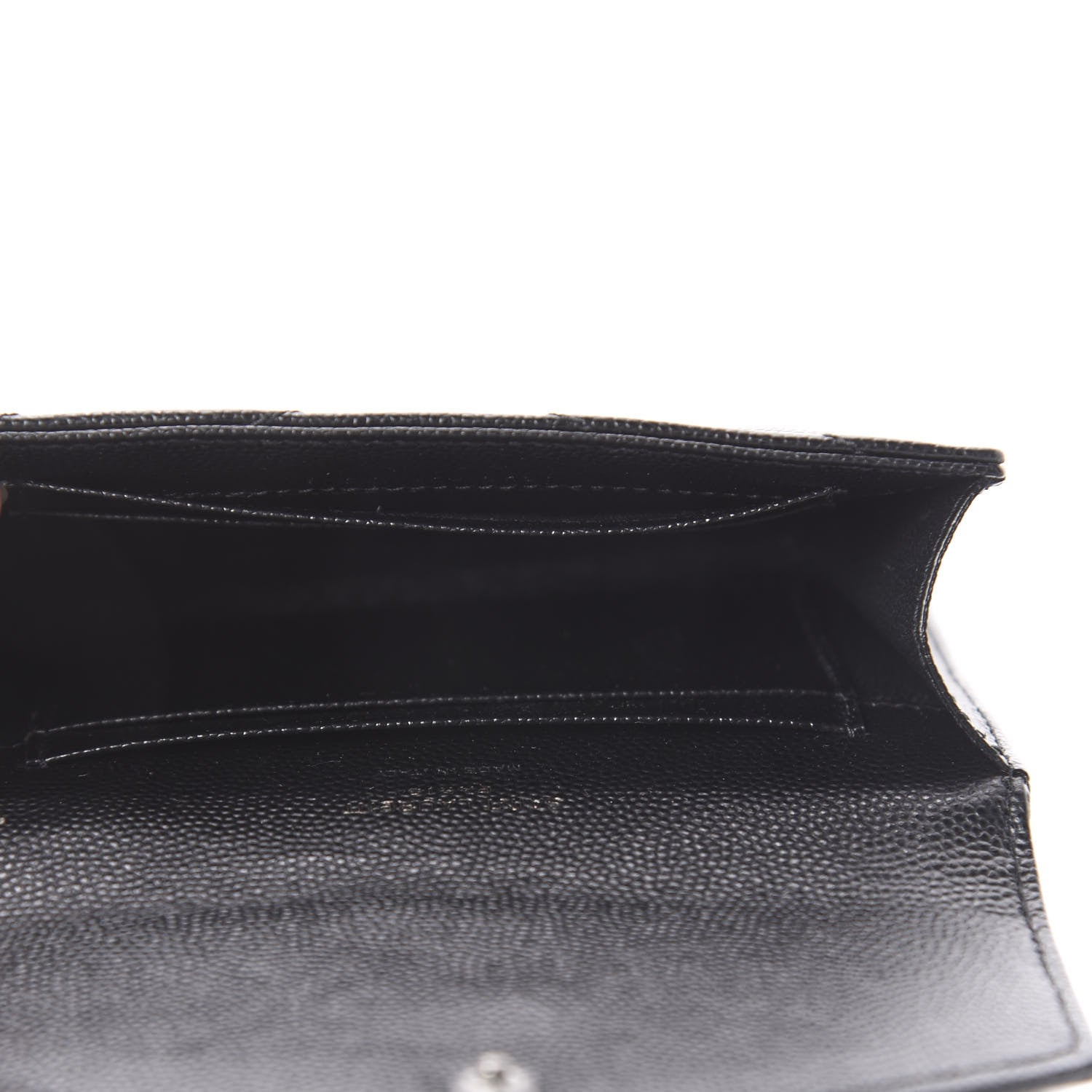 Saint Laurent Grain De Poudre Matelasse Chevron Small Monogram Envelope Wallet Black 4 of 8