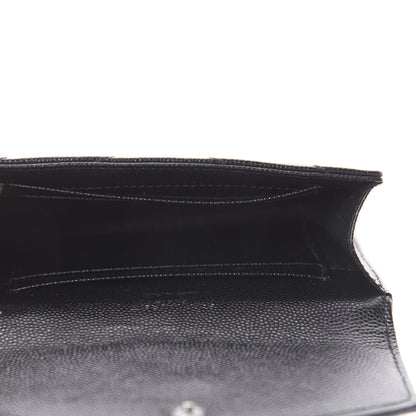 Saint Laurent Grain De Poudre Matelasse Chevron Small Monogram Envelope Wallet Black 4 of 8