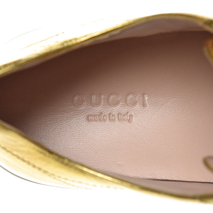 Gucci Metallic Nappa Peggy Platform Sneakers 36.5 Oro Vecchio 6 of 10
