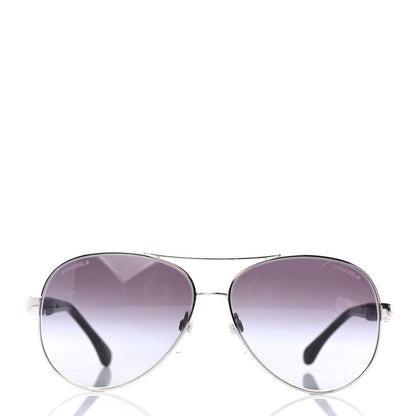 Chanel Lambskin Quilted CC Aviator Sunglasses 4195-Q Black 2 of 7
