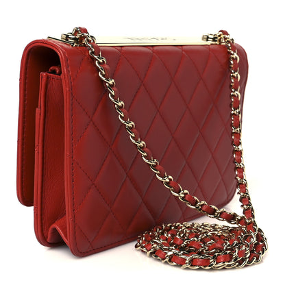 Chanel Lambskin Quilted Trendy CC Wallet On Chain WOC Red 3 of 12