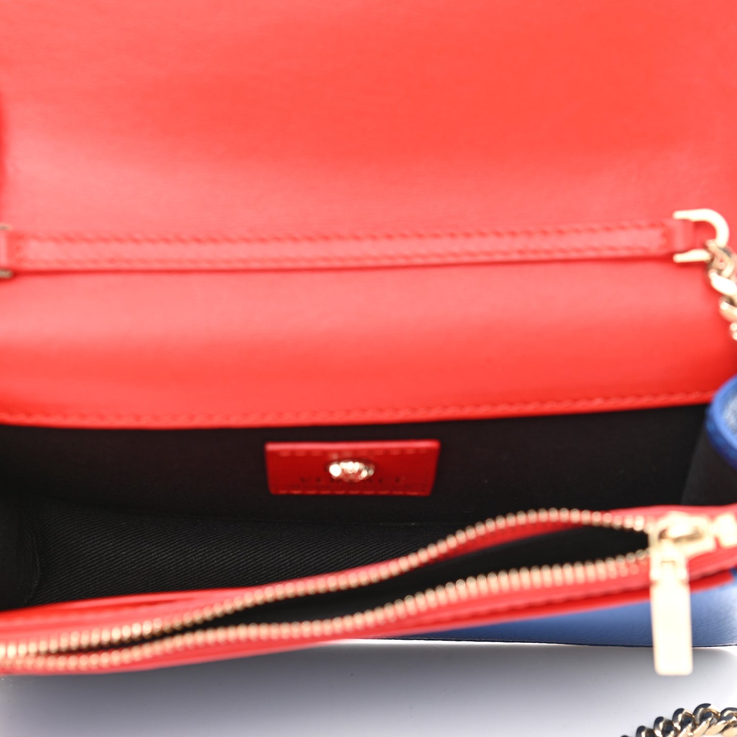 Grained Calfskin Palazzo Chain Evening Bag Blue