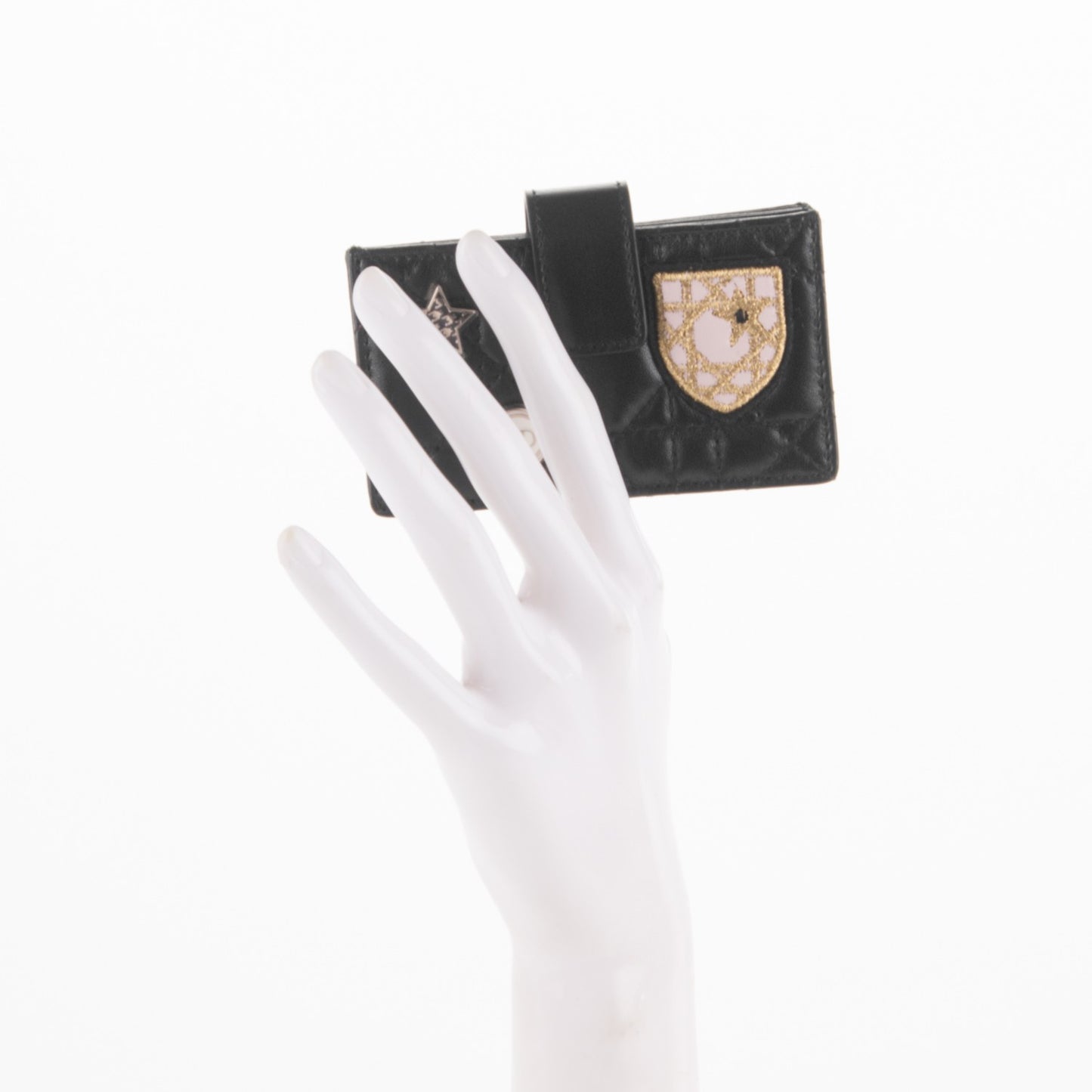 Lambskin Cannage Lucky Badges Lady Dior 5-Gusset Card Holder Black