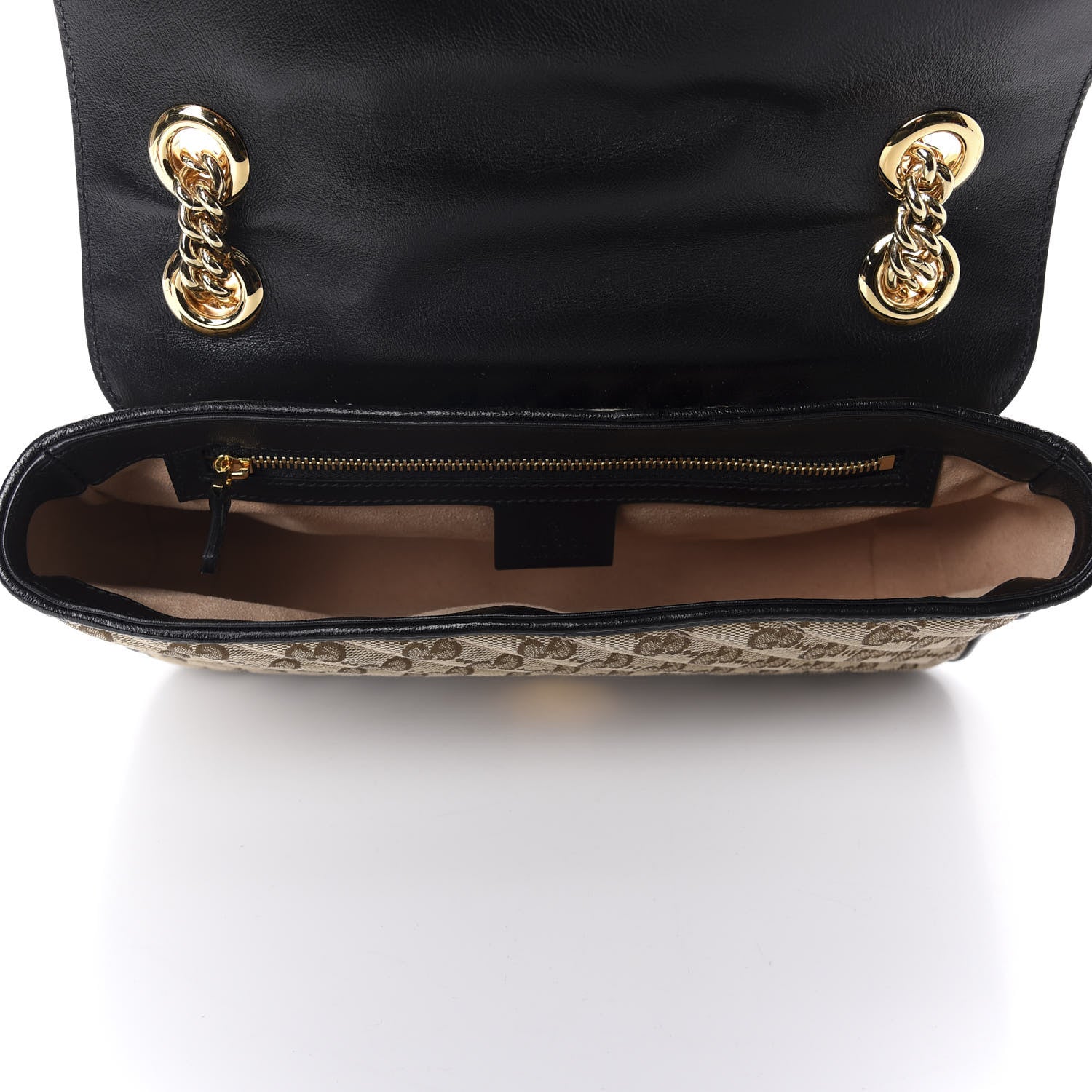 Gucci Monogram Matelasse Diagonal Small GG Marmont Shoulder Bag Beige Black 4 of 10