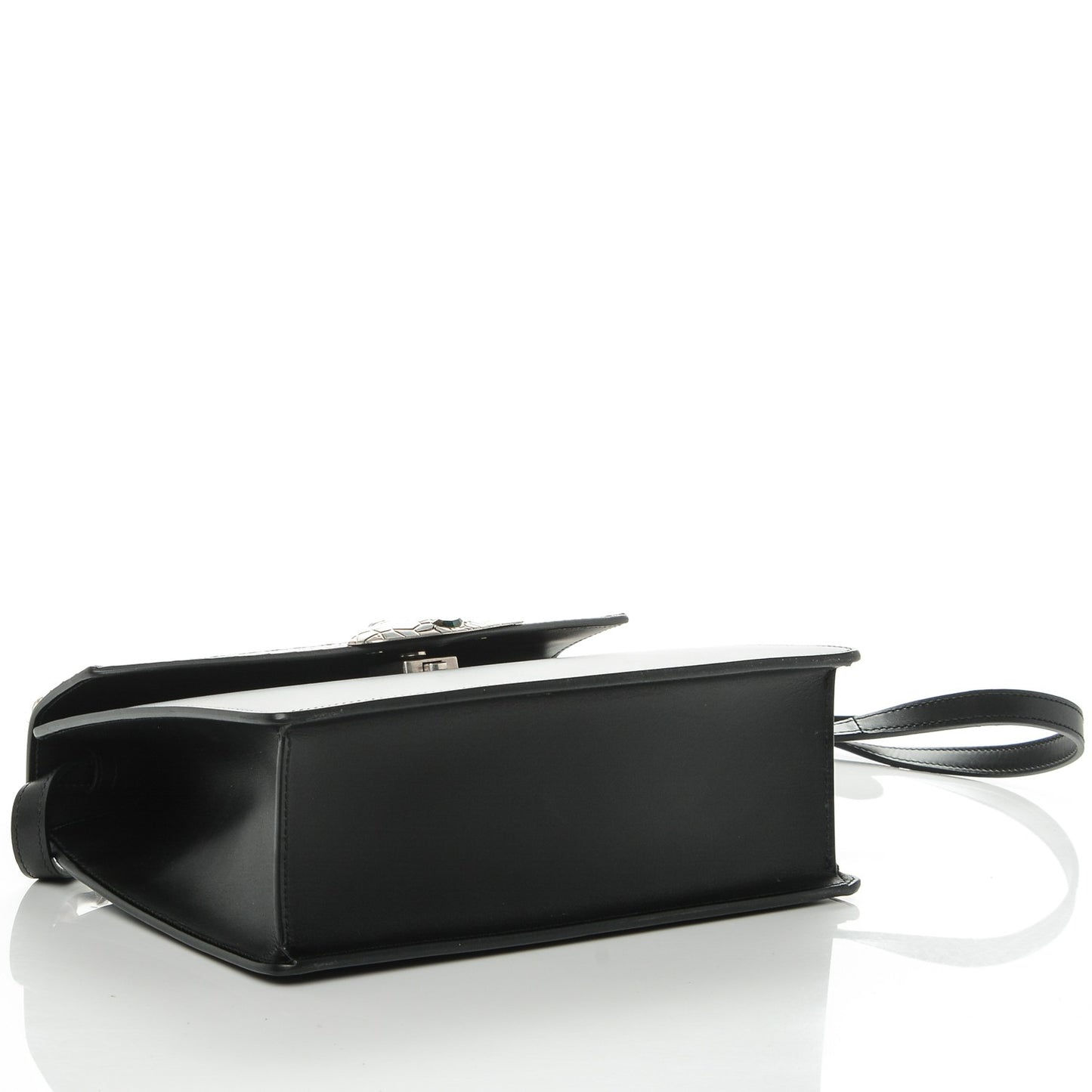 Calfskin Snakeskin Small Lilith Top Handle Bag Black