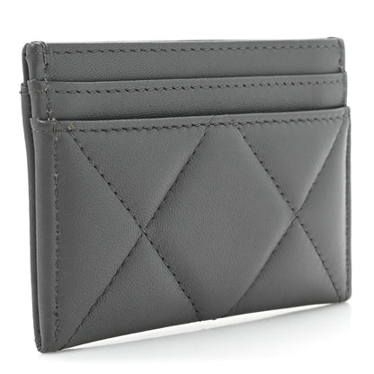 Chanel Lambskin Quilted Chanel 19 Card Holder Grey 3 of 13