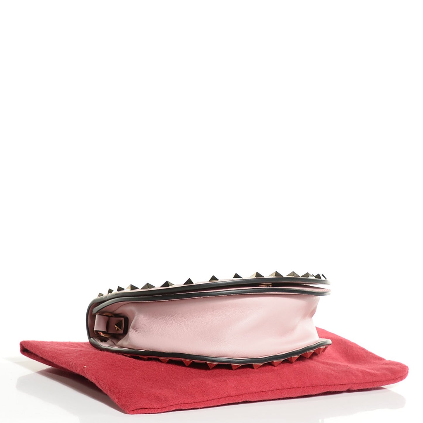 Vitello Rockstud Halfmoon Saddle Bag Water Rose