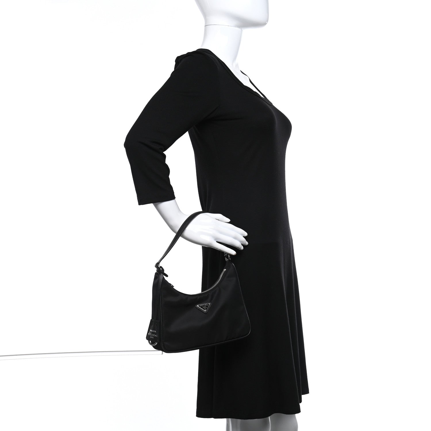 Prada Tessuto Nylon Saffiano Mini Re-Edition 2005 Bag Black 2 of 9