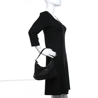 Prada Tessuto Nylon Saffiano Mini Re-Edition 2005 Bag Black 2 of 9