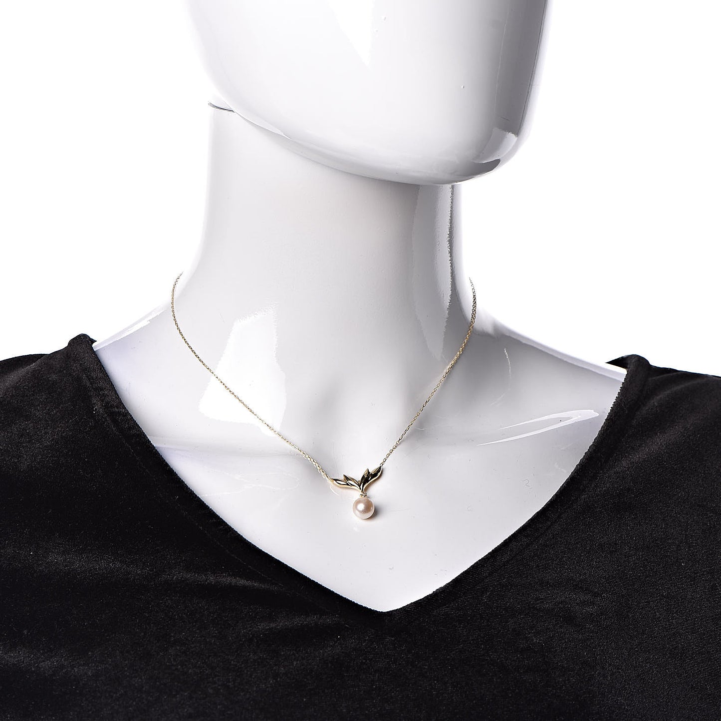18K Yellow Gold Diamond Akoya Pearl 7.5mm Pendant Necklace