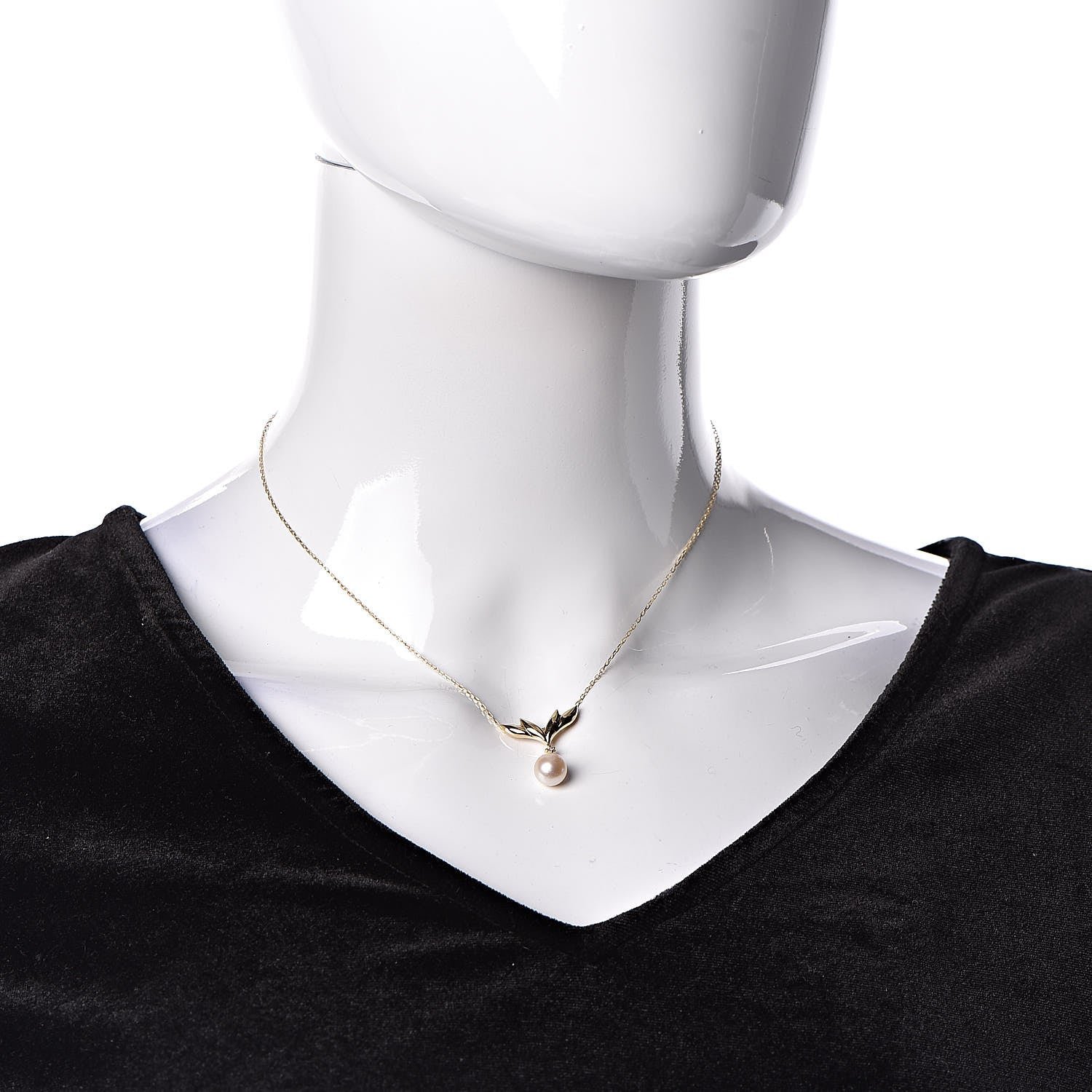 Mikimoto 18K Yellow Gold Diamond Akoya Pearl 7.5mm Pendant Necklace 2 of 6
