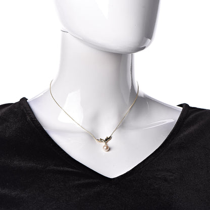 Mikimoto 18K Yellow Gold Diamond Akoya Pearl 7.5mm Pendant Necklace 2 of 6