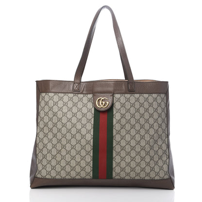 Gucci GG Supreme Monogram Web Large Ophidia Tote Brown 3 of 20