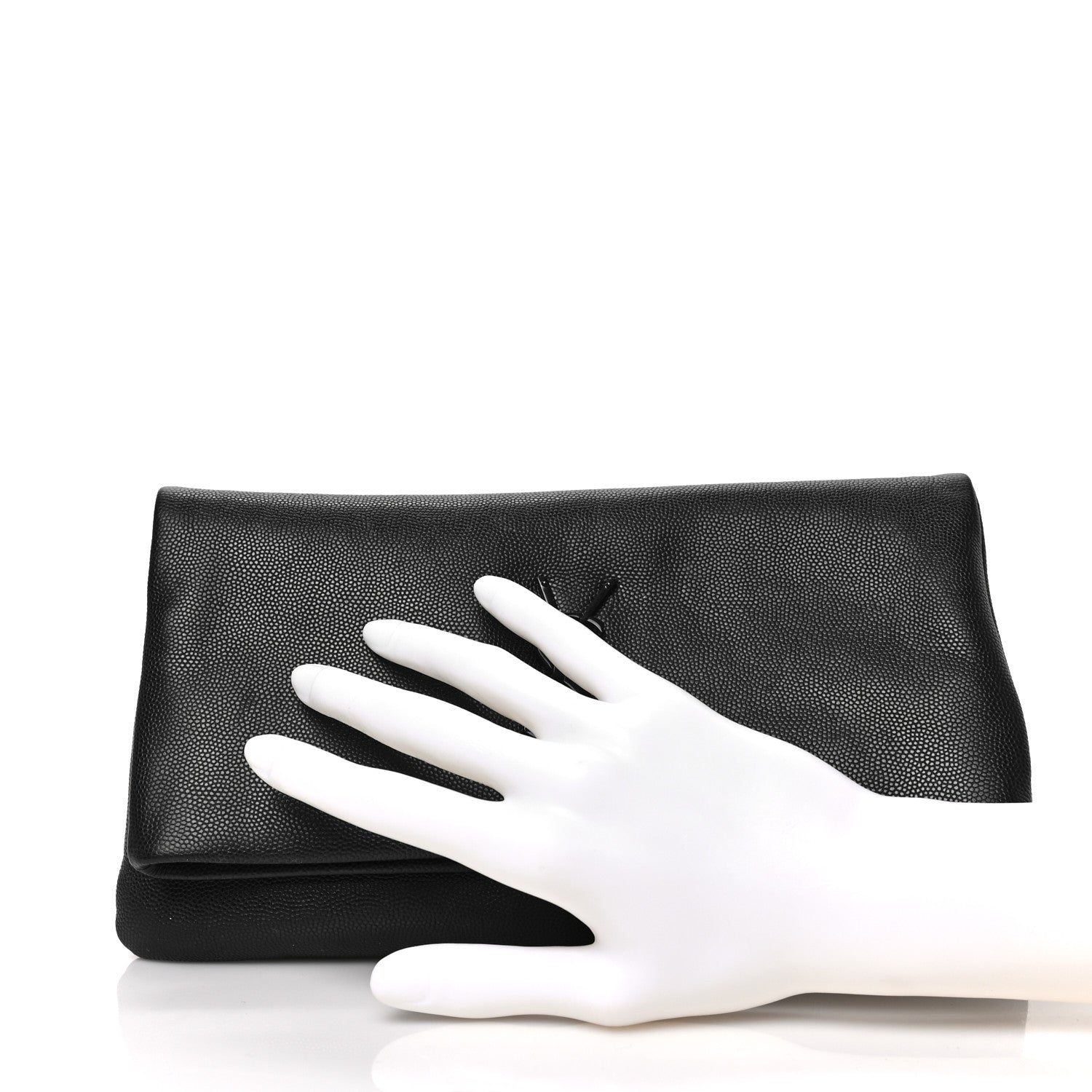 Saint Laurent Grain De Poudre West Hollywood Monogram Fold Over Clutch Black 2 of 8