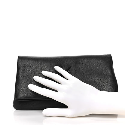 Saint Laurent Grain De Poudre West Hollywood Monogram Fold Over Clutch Black 2 of 8