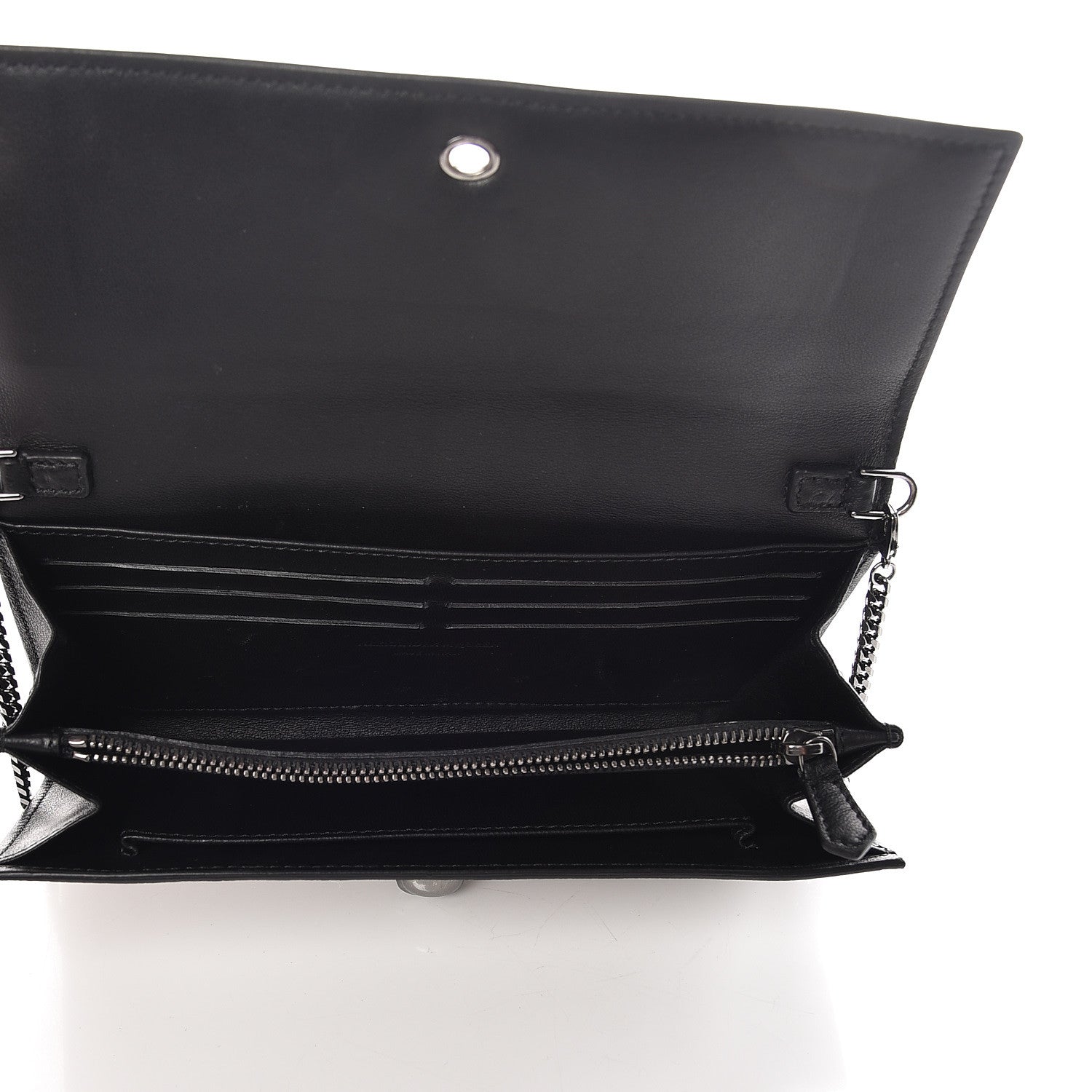 Alexander McQueen Metallic Calfskin Skull Wallet on Chain Black Pearl 7 of 12