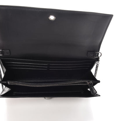 Alexander McQueen Metallic Calfskin Skull Wallet on Chain Black Pearl 7 of 12