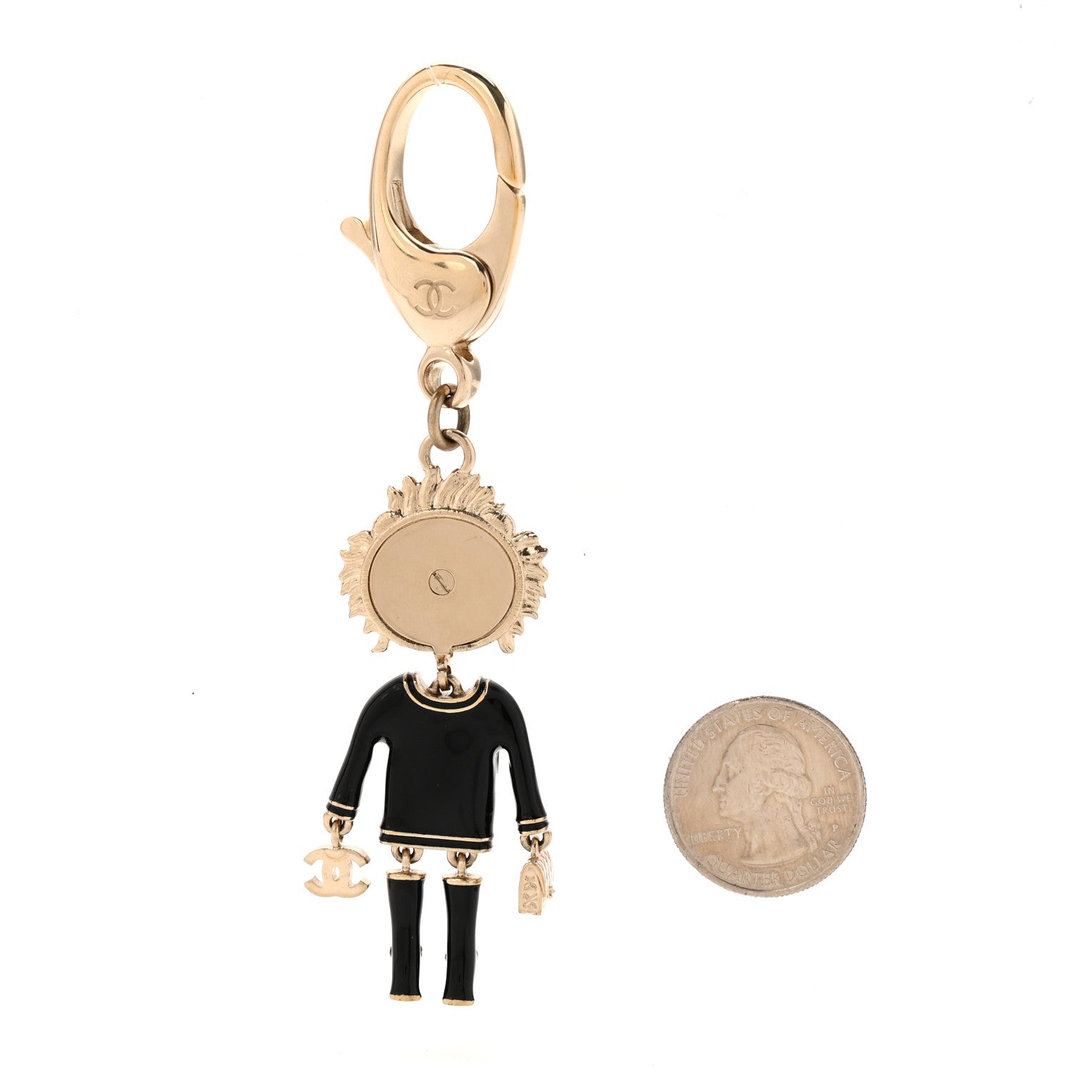 Chanel Crystal Pearl Lion Keychain Black Gold 2 of 3
