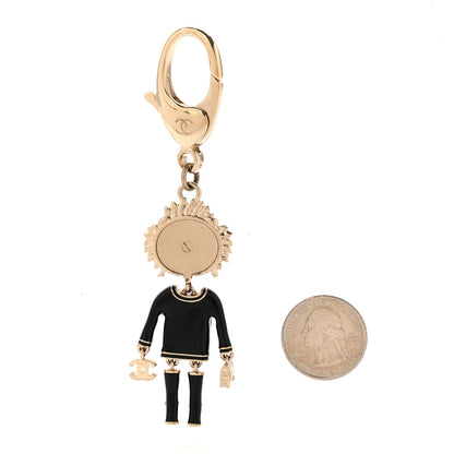 Chanel Crystal Pearl Lion Keychain Black Gold 2 of 3