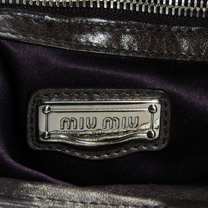 Miu Miu Vitello Lux Cinched Hobo Graphite 6 of 9
