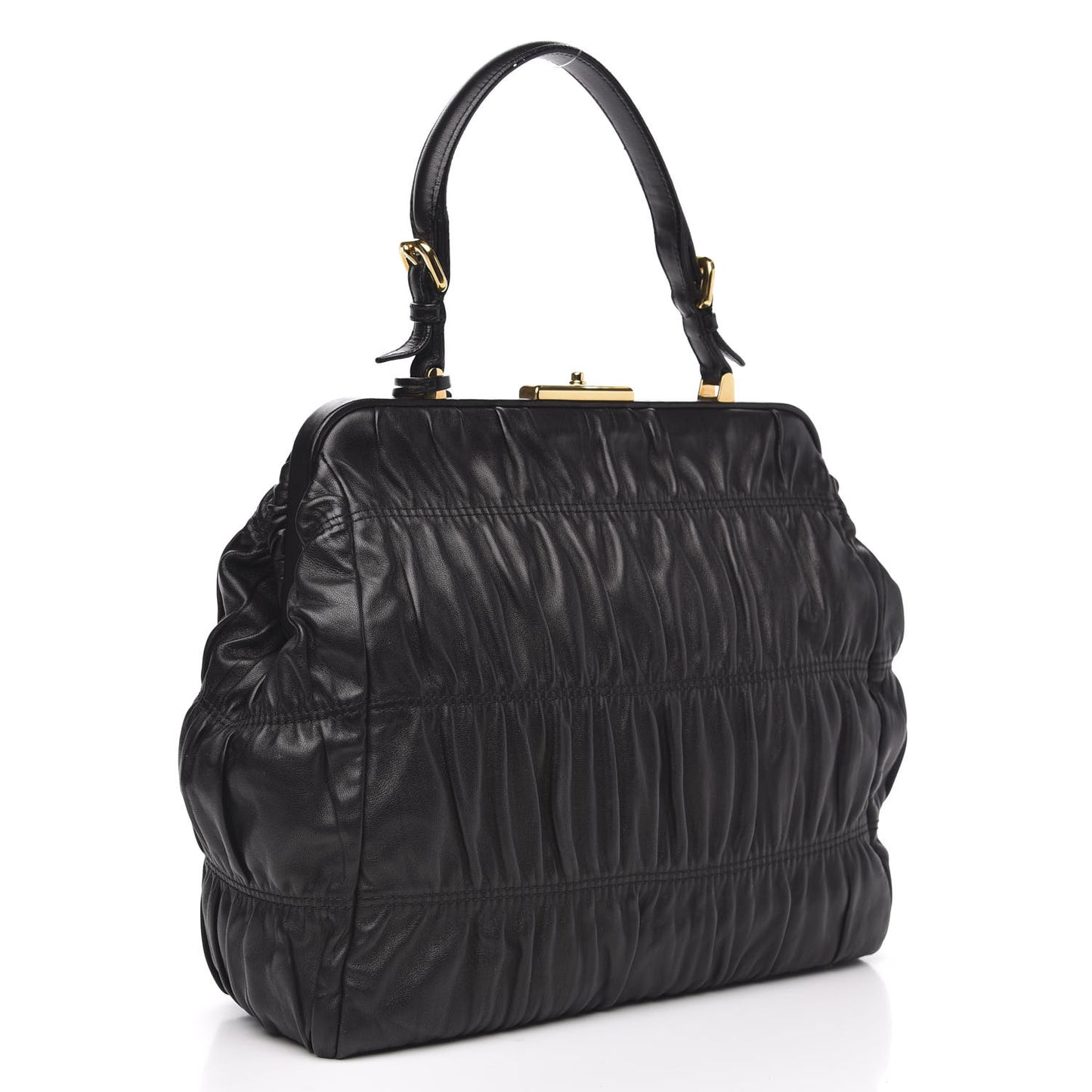 Nappa Dressy Gaufre Framed Tote Black