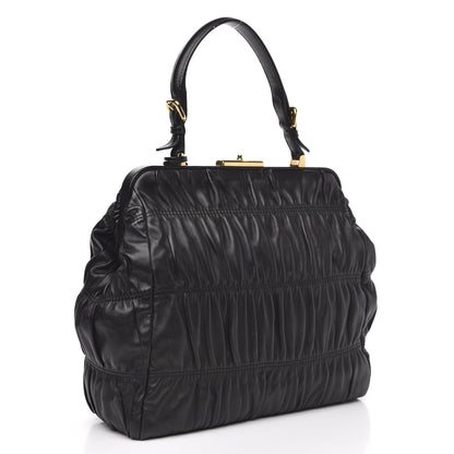 Prada Nappa Dressy Gaufre Framed Tote Black 3 of 9