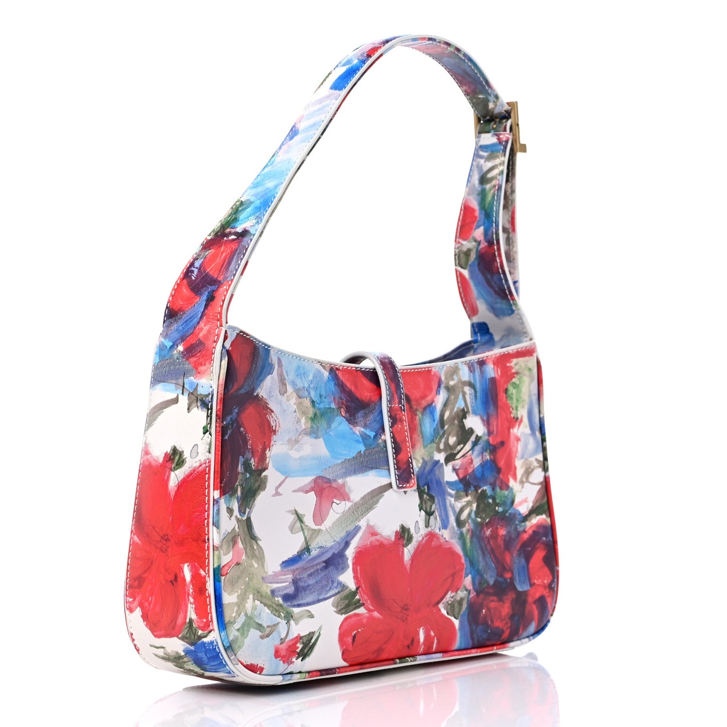 Smooth Calfskin Flowers Print Le 5 A 7 Hobo White
