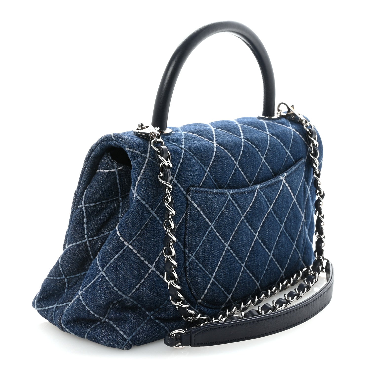 Chanel Denim Quilted Small Coco Handle Flap Blue 1877832