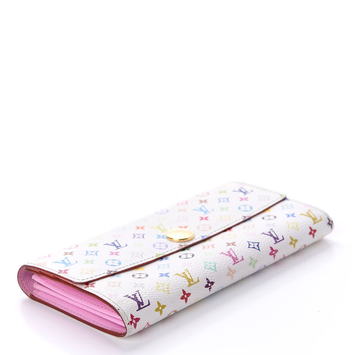 Louis Vuitton Monogram Multicolor Sarah Wallet White Litchi 4 of 9