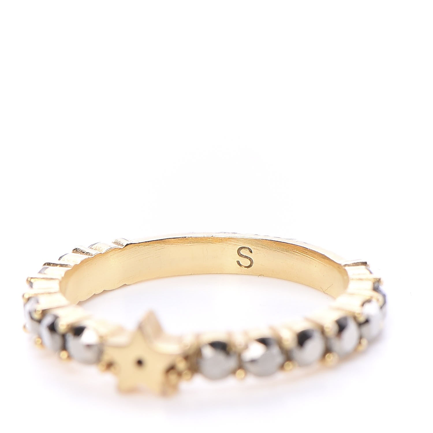 Christian Dior Metal Crystal Star Ring S Aged Gold 5 of 6