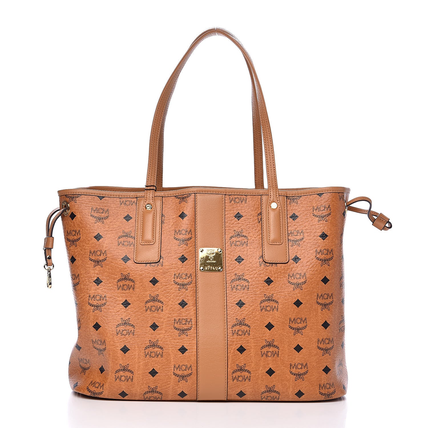 MCM Visetos Medium Liz Reversible Shopper Tote Cognac 4 of 16