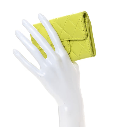 Chanel Lambskin Quilted Flap Card Holder Wallet Yellow 2 of 9