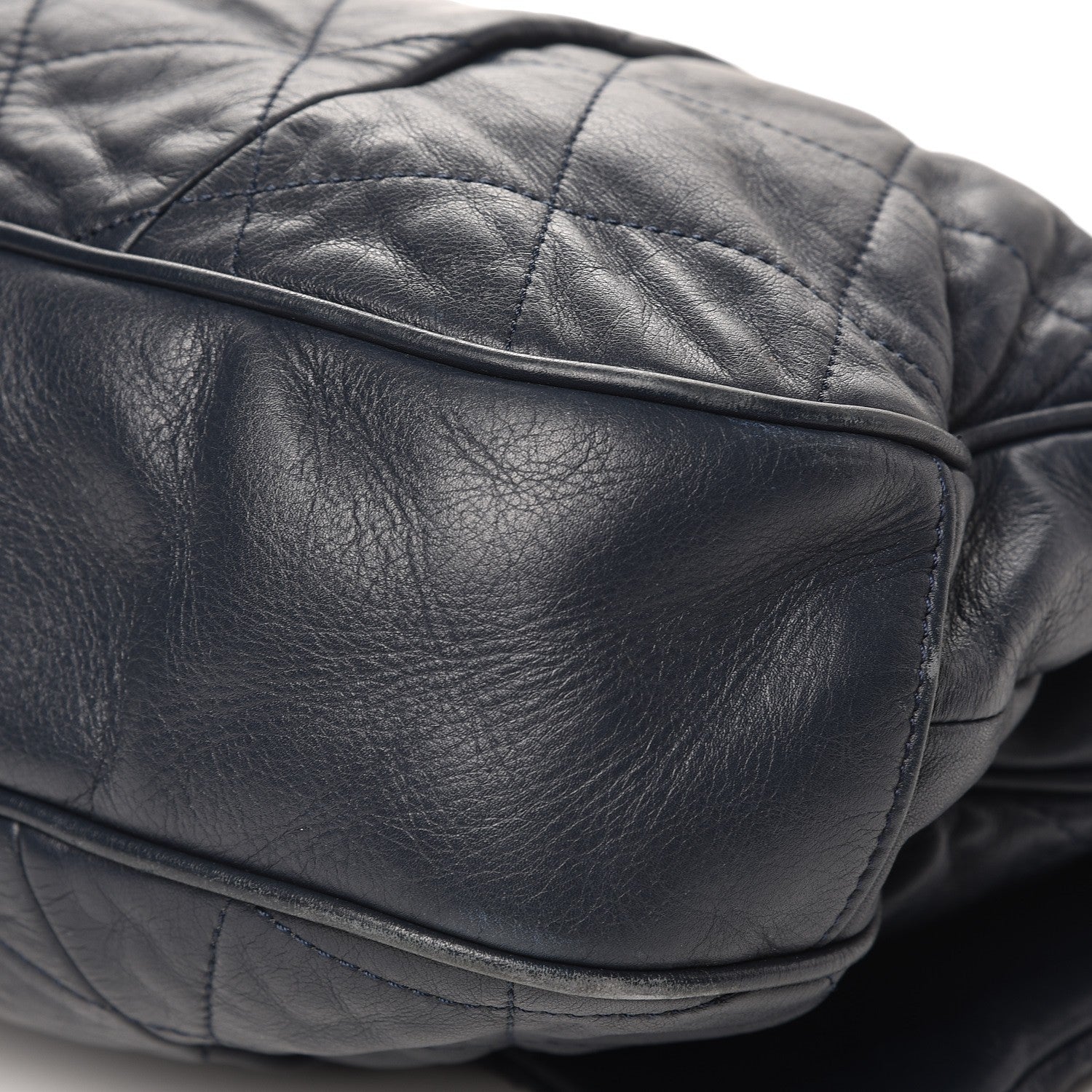 Chanel Calfskin Quilted Coco Pleats Flap Dark Navy Blue 12 of 13