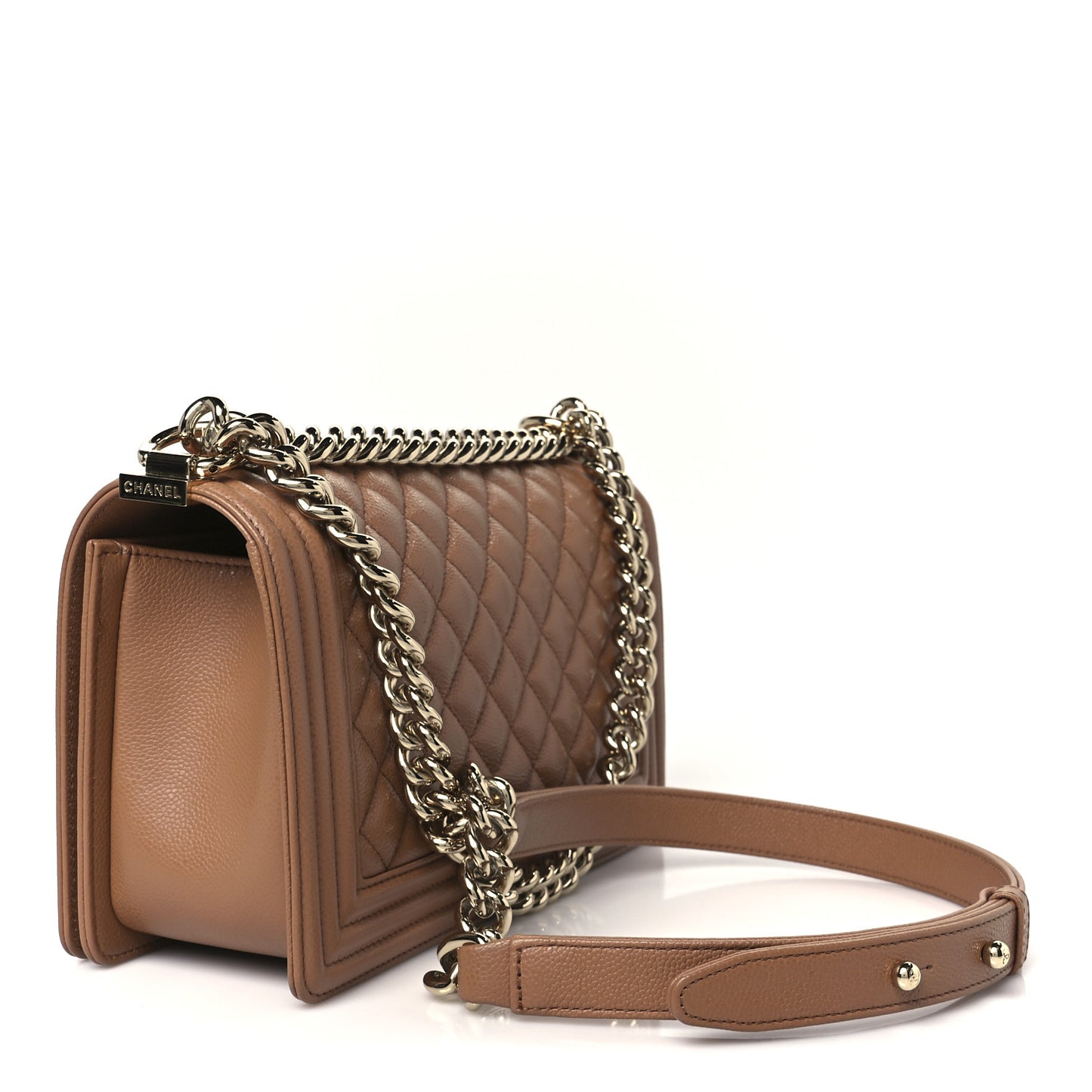 Caviar Quilted Medium Boy Flap Brown