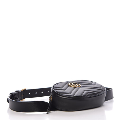 Gucci Calfskin Matelasse GG Marmont Belt Bag 85 34 Black 4 of 7