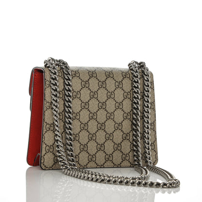 Gucci GG Supreme Monogram Suede Mini Dionysus Shoulder Bag Beige Ebony Vulcanic Red 3 of 7