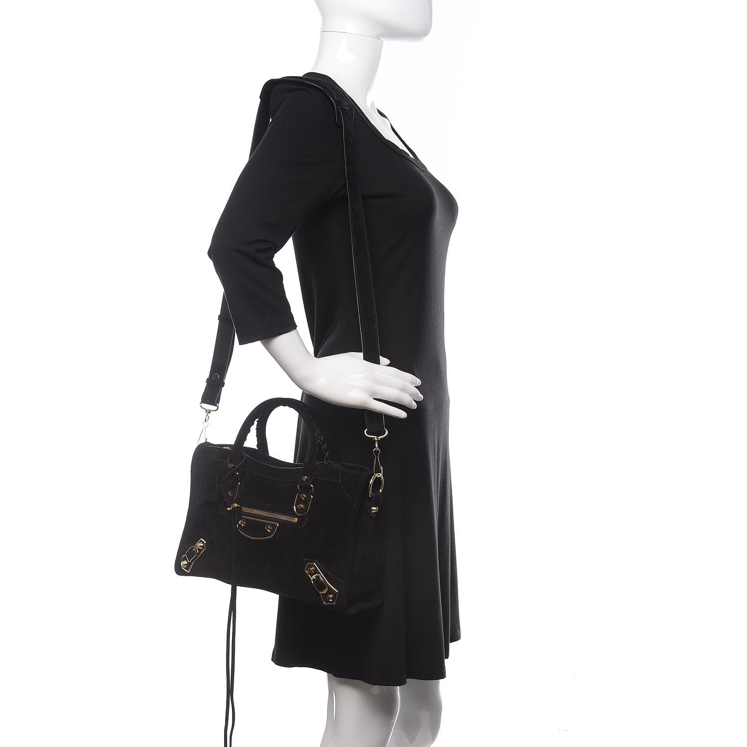 Balenciaga Suede Gold Metallic Edge Hardware S City Black 2 of 12