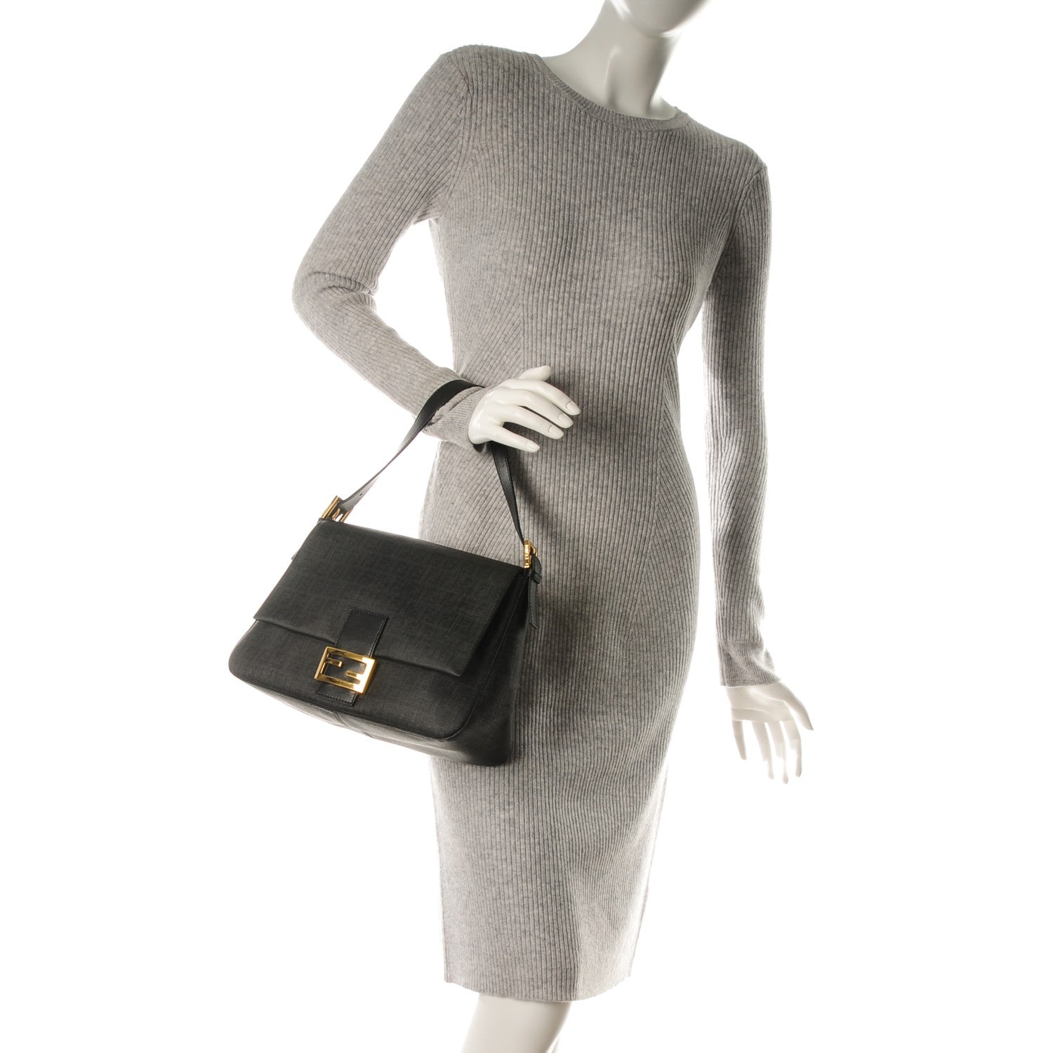 Fendi Zucchino Spalmati Vitello Forever Mama Baguette Black 2 of 8