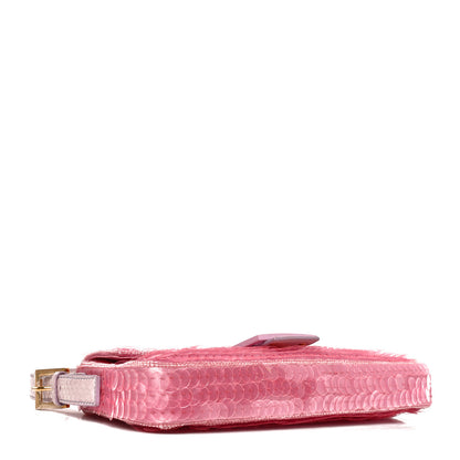 Fendi Satin Sequin Paillettes Bilics Lustre Snakeskin Medium Baguette 1997 Lavanda Glicine 4 of 10