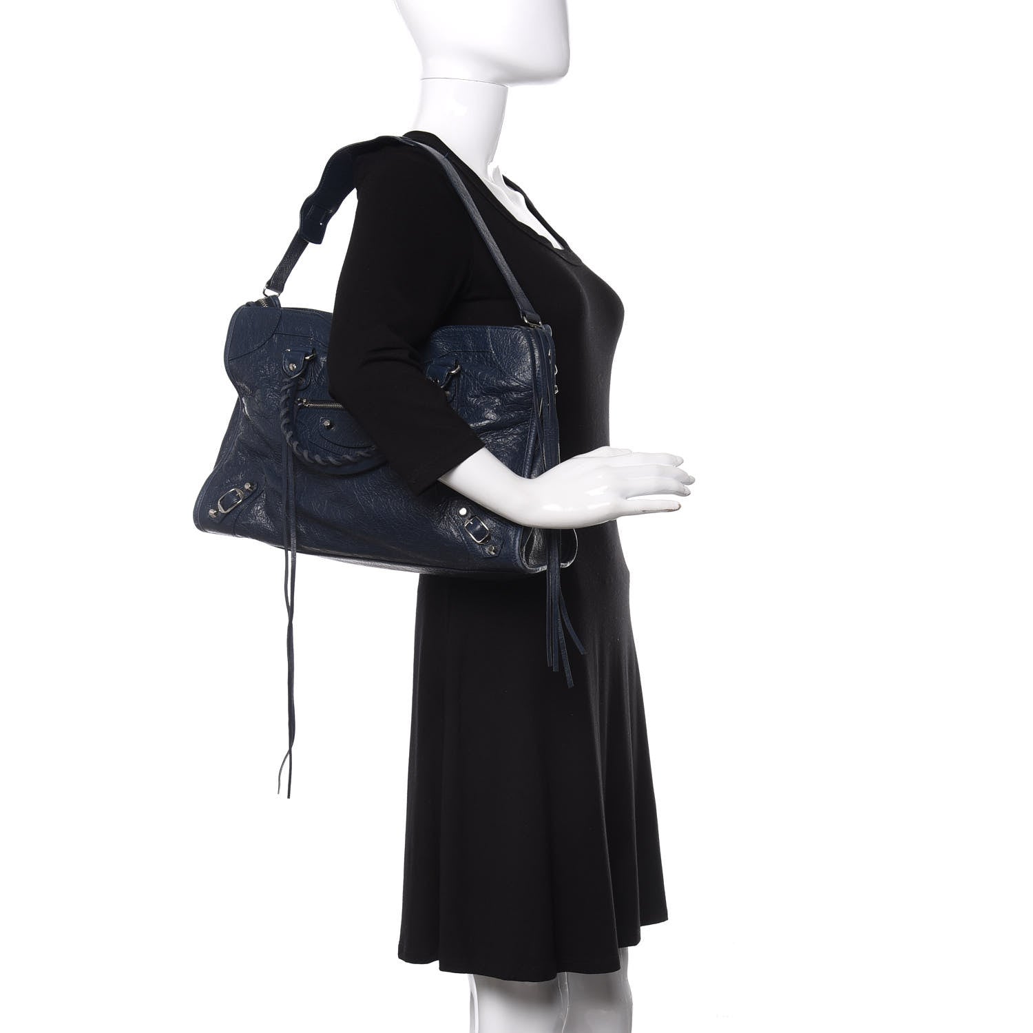 Balenciaga Agneau Classic Silver Hardware City Bleu Obscur 2 of 10
