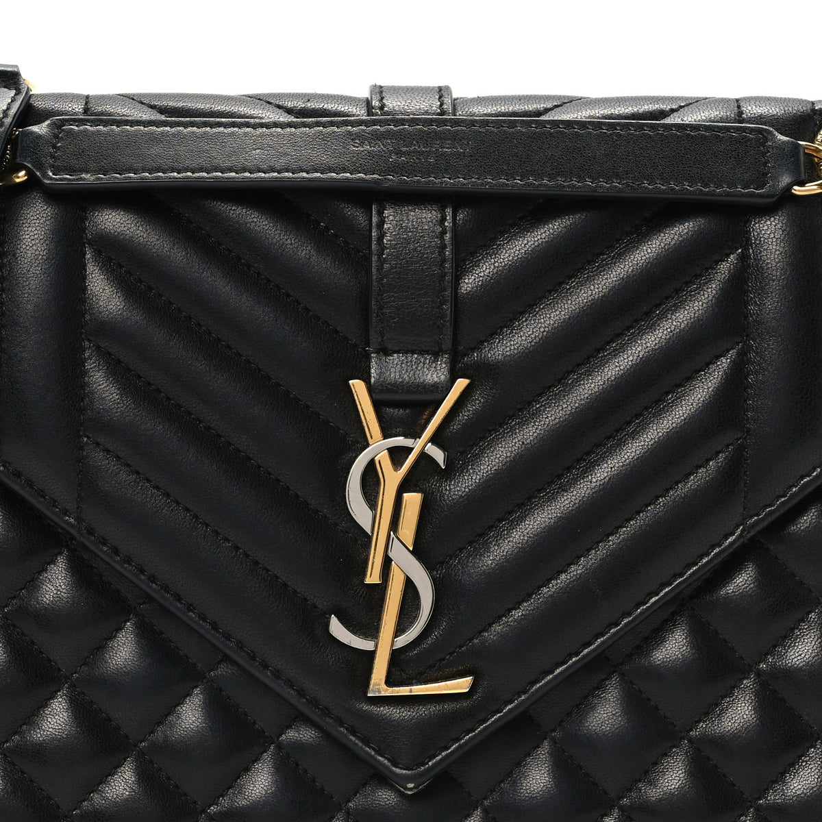 Lambskin Mixed Matelasse Triquilt Medium Monogram Satchel Black