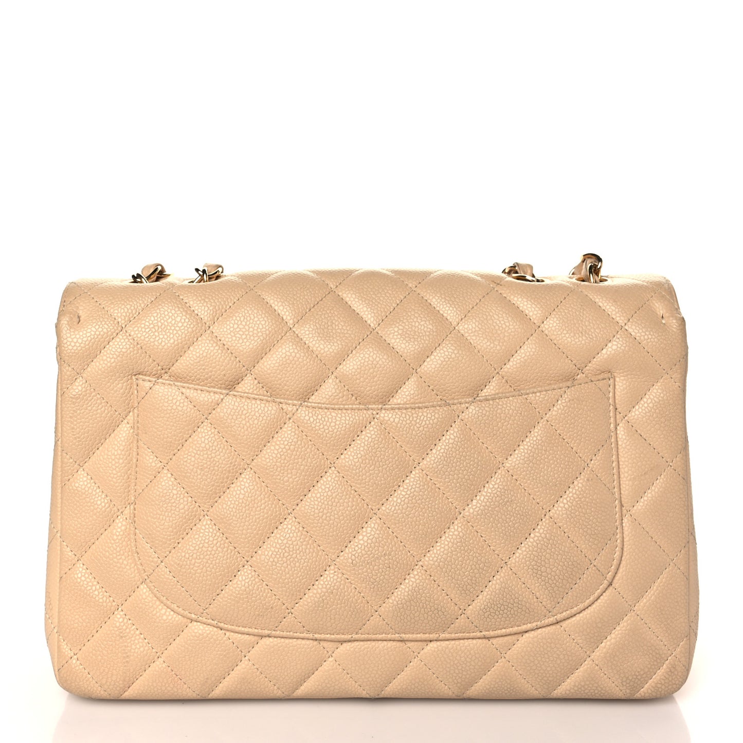 Caviar Quilted Jumbo Single Flap Beige Clair