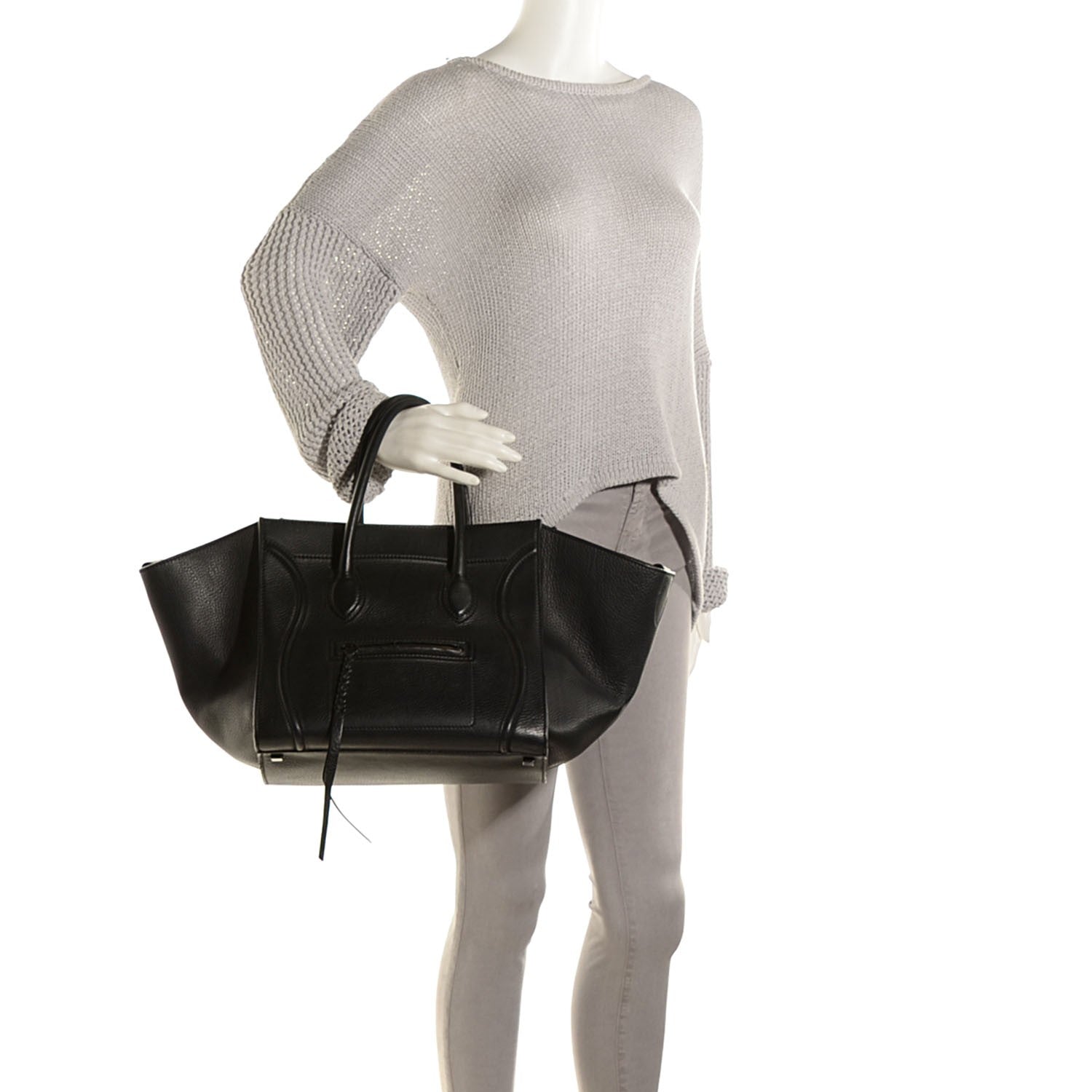Celine Supple Calfskin Medium Phantom Luggage Black 2 of 8